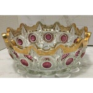EAPG U.S. Glass Daisy Bullseye Purple Amethyst Stained Bowl